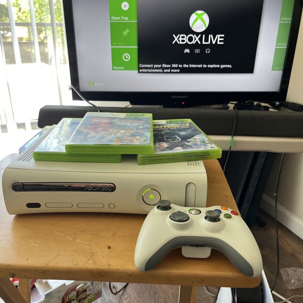 Microsoft Xbox 360 Lot 20GB HDD 3 Games TESTED with power supply and HDMI cable
